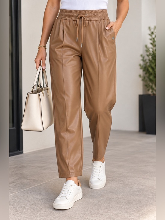 Calia Pants - CALIA Women’s Faux Leather Jogger Pants Brown Tan Pull-On Size M
